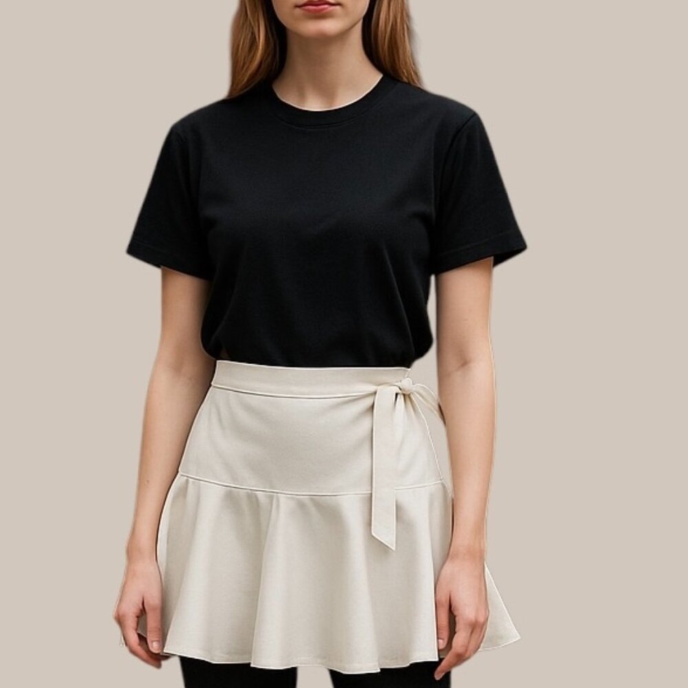 ZARA Beige Belt Fit & Flare ed Side Zip Flutter & Flare Mini Skort-Size XS